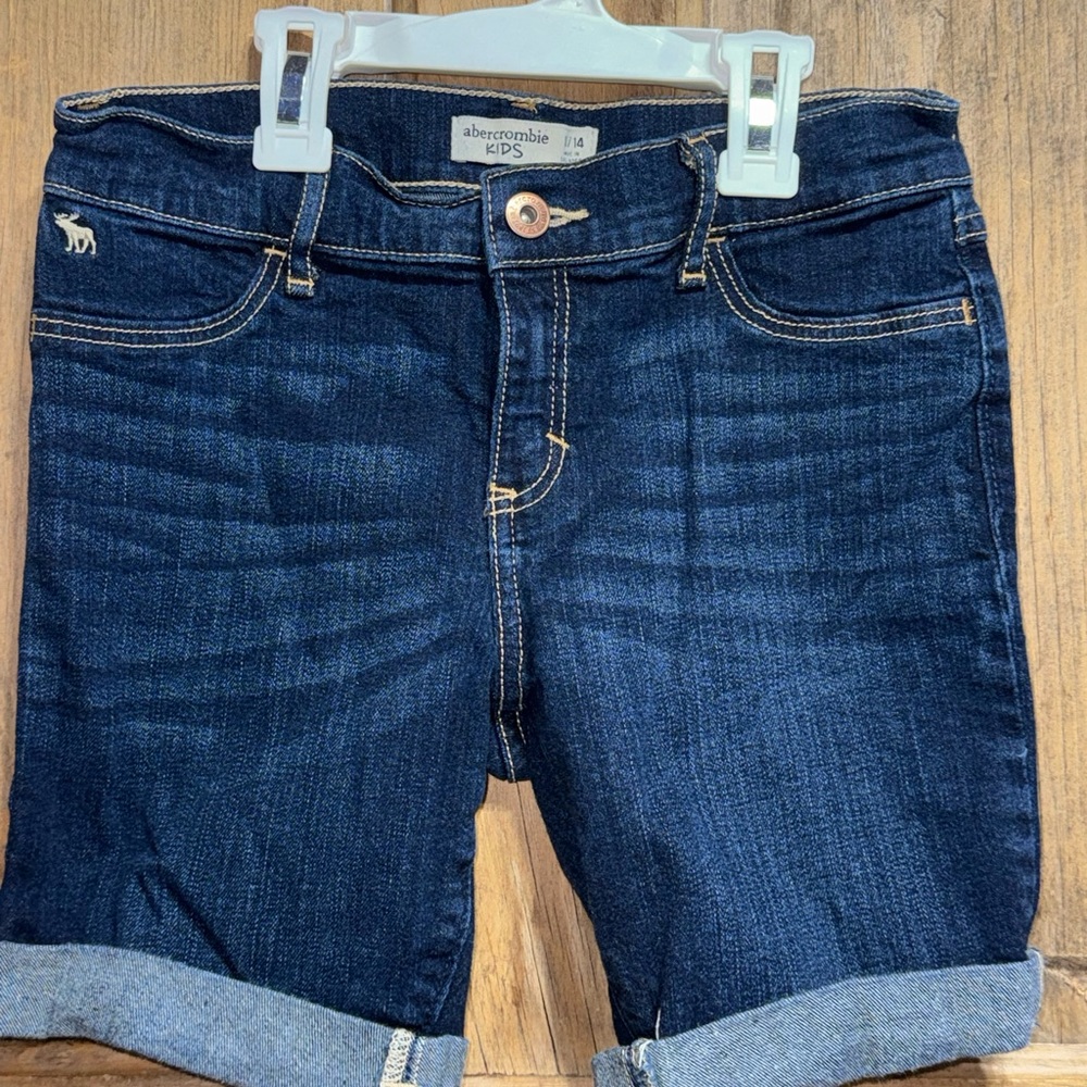 Abercrombie Kids Navy Blue Denim Shorts size 13/14 2 pairs